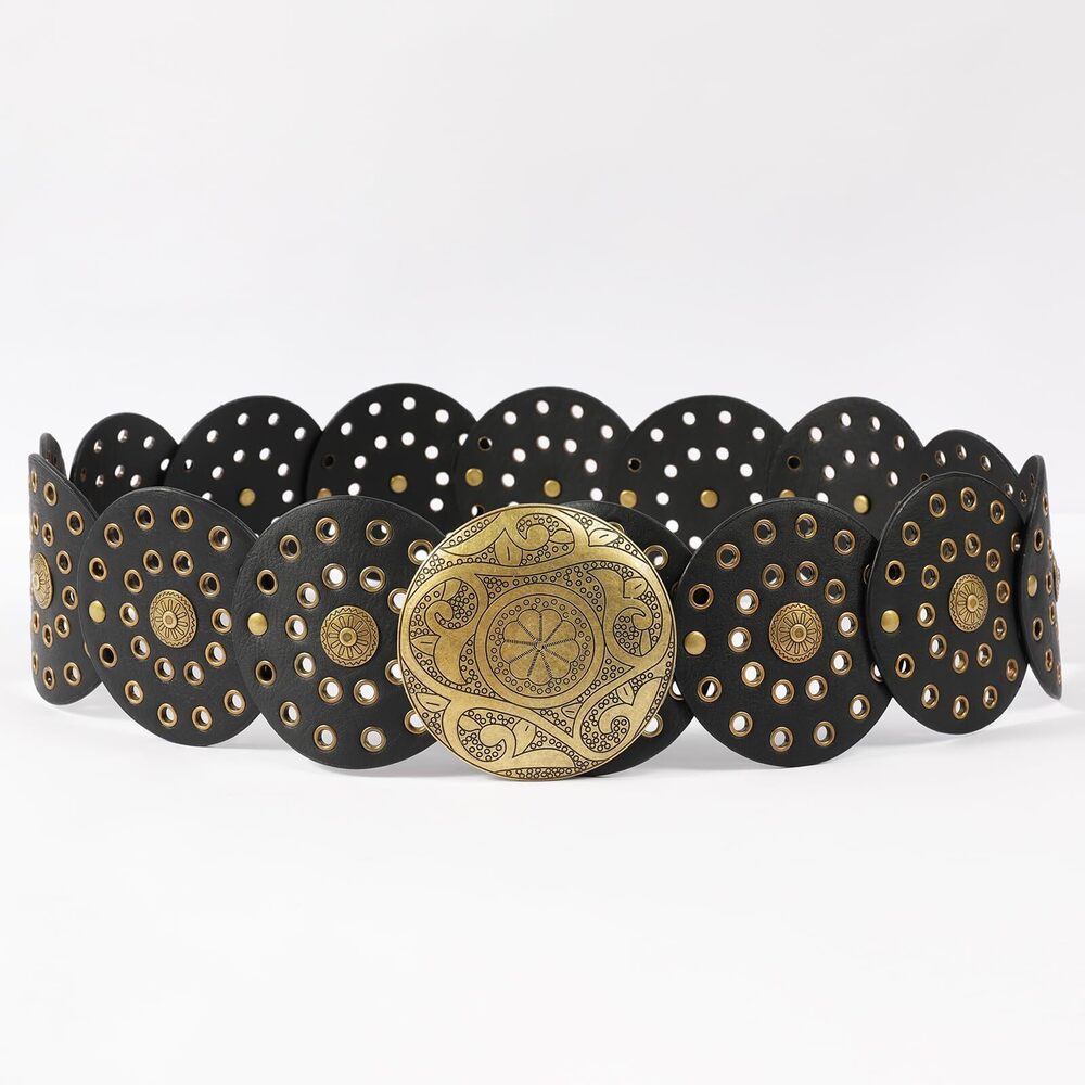 2246 Western Belts For Woman, Boho Disk Concho Leather Circle Y2k - Picture 6 of 7